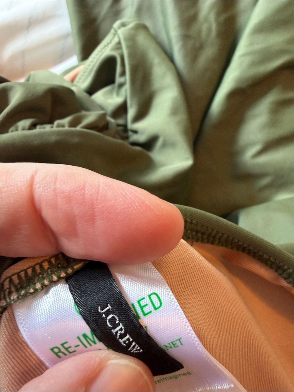 J. Crew Olive Green One-Shoulder Ruched One-Piece Swimsuit 18 - Picture 5 of 8